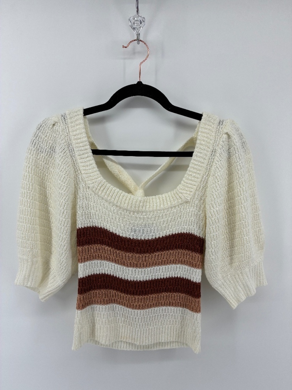 MASSIVE $10 SALE White and Brown Striped Blouse